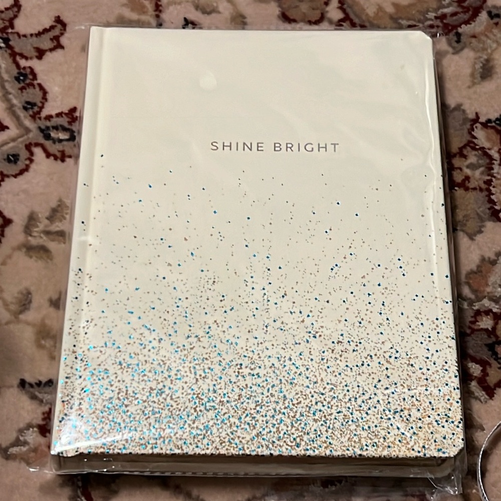 Dot journal, new, never used. Shine bright on 6x8 hard cover, gold edged pages
